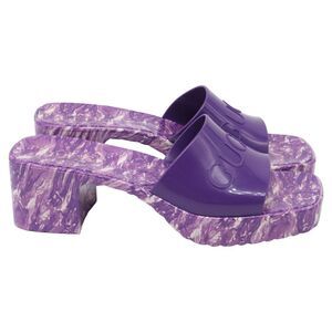 Gucci Logo Slides in Purple Rubber